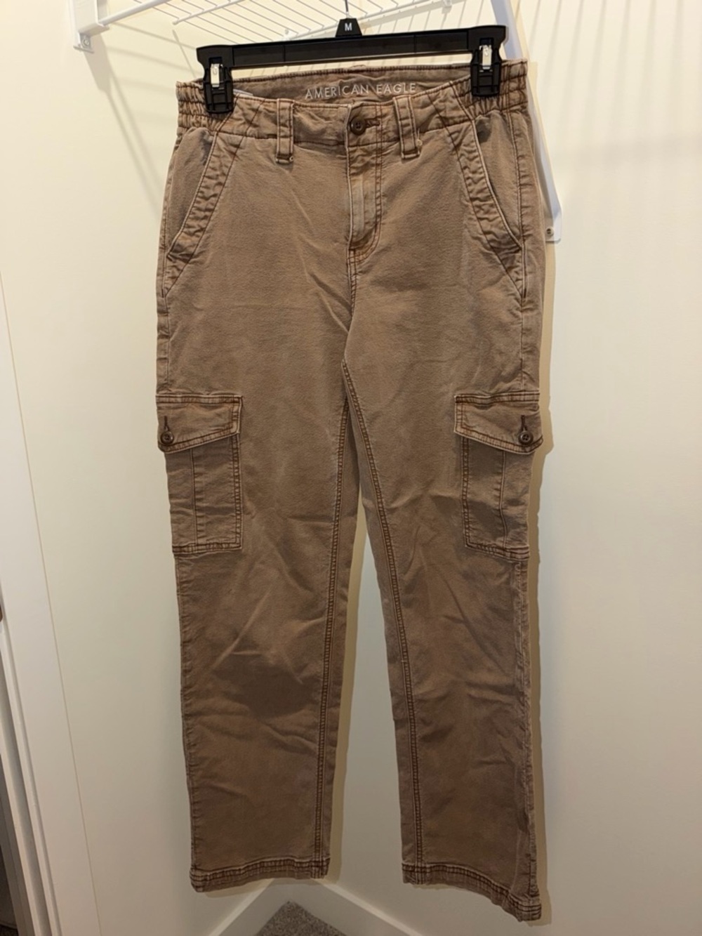 American Eagle Outfitters Women's Tan Straight-Leg Cargo Pants